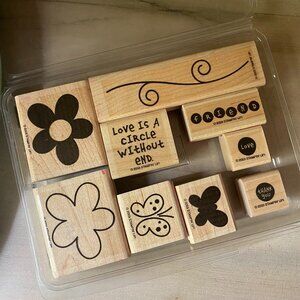 Stampin Up Love Without End 9 rubber stamps flower butterfly 2 step friendship